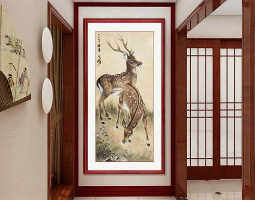 进门玄关风水画梅花鹿 进门玄关挂梅花鹿好吗